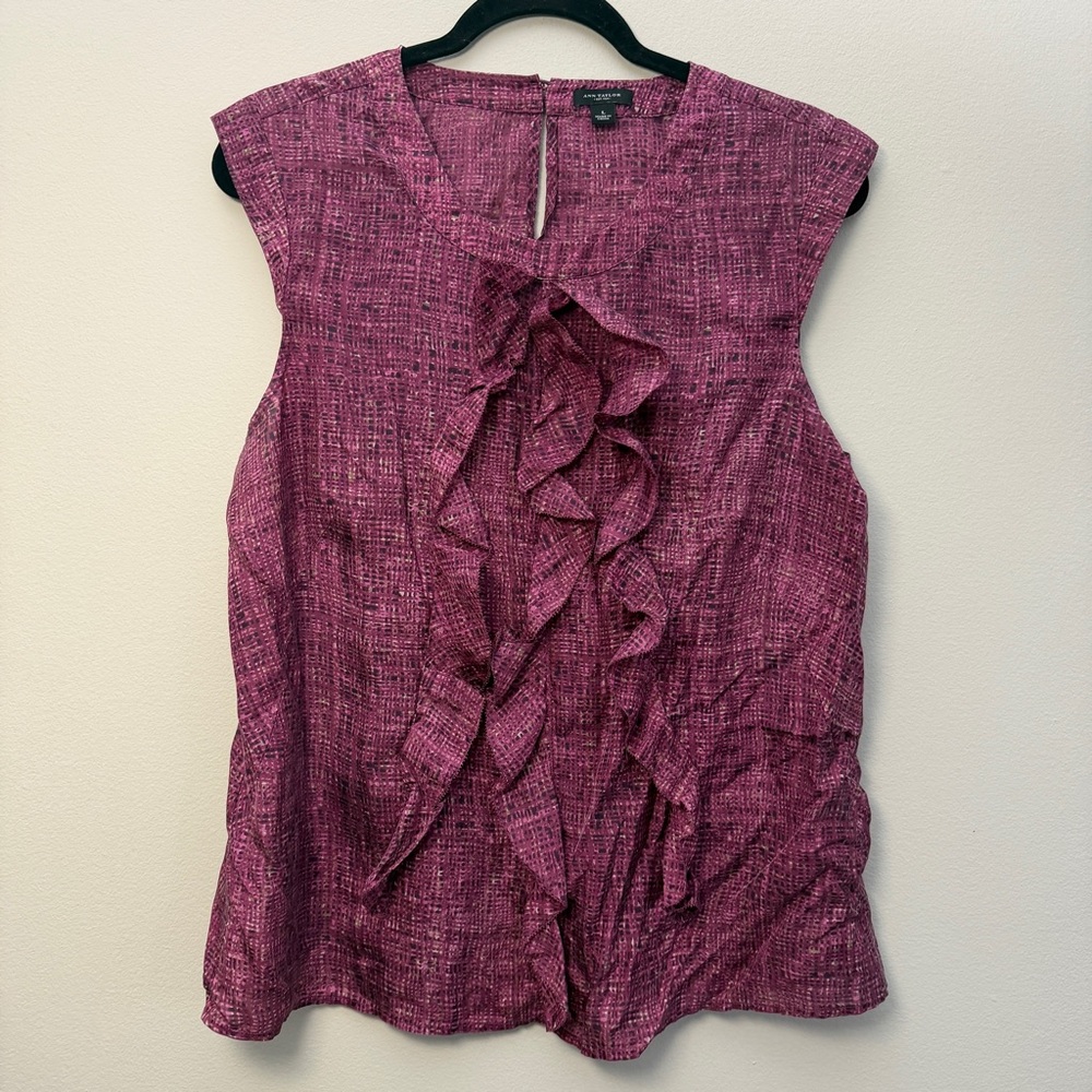 Ann Taylor Textured Sleeveless Blouse - Deep Pink